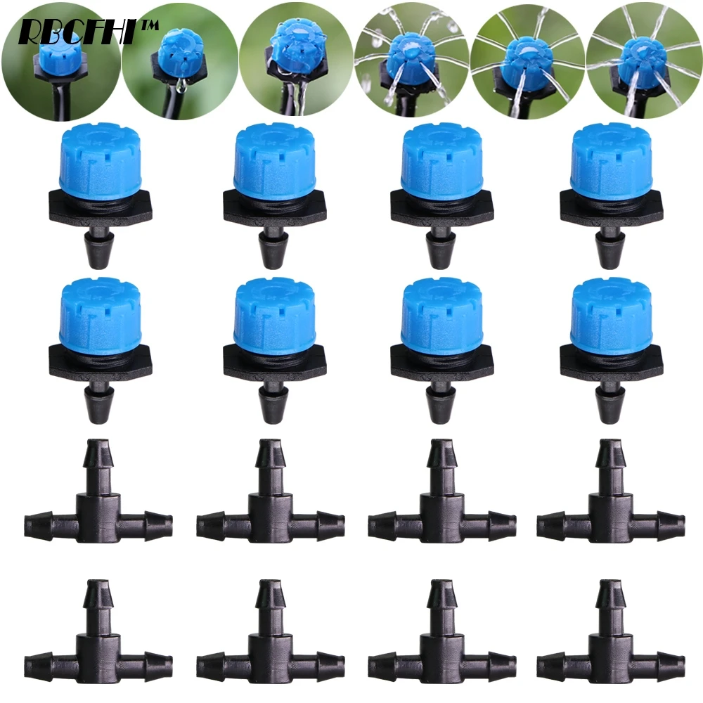 

50PCS 12 Types Garden watering Adjustable Dripper 1/4" Barbed Tee Connectors 8 hole Sprinklers Irriation Emitter for 4/7MM Hose