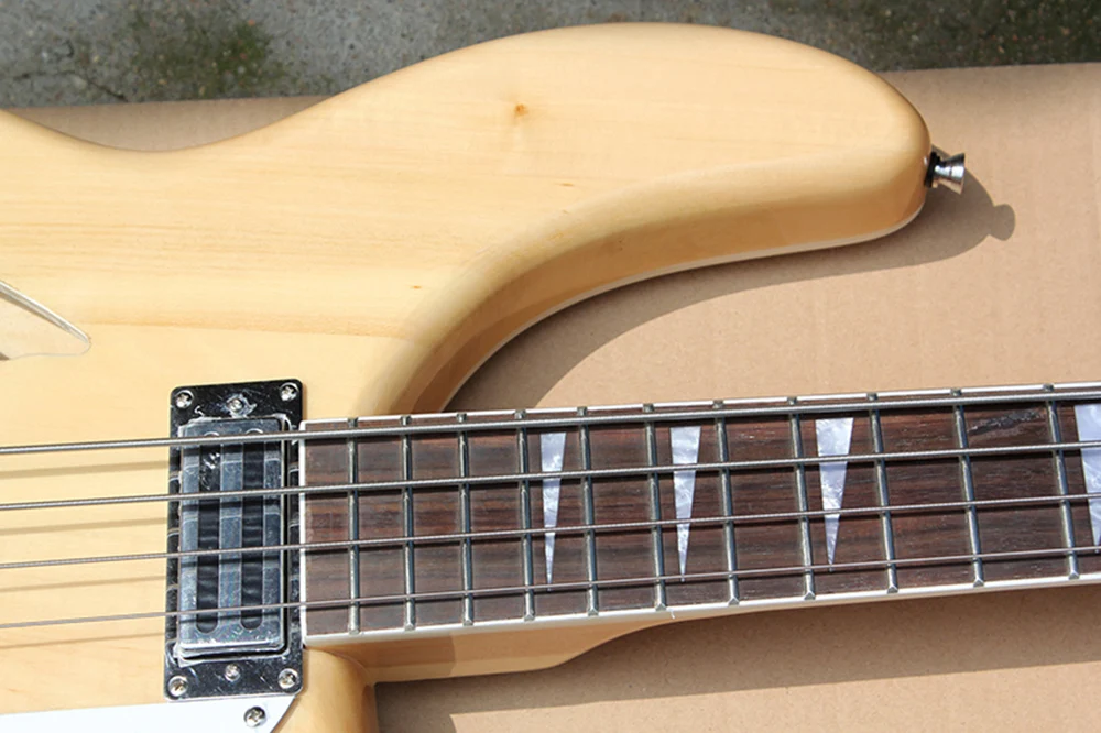 4 Strings Natural Wood Color Semi-hollow Electric Bass with Rosewood Fretboard,Providing Customized Service