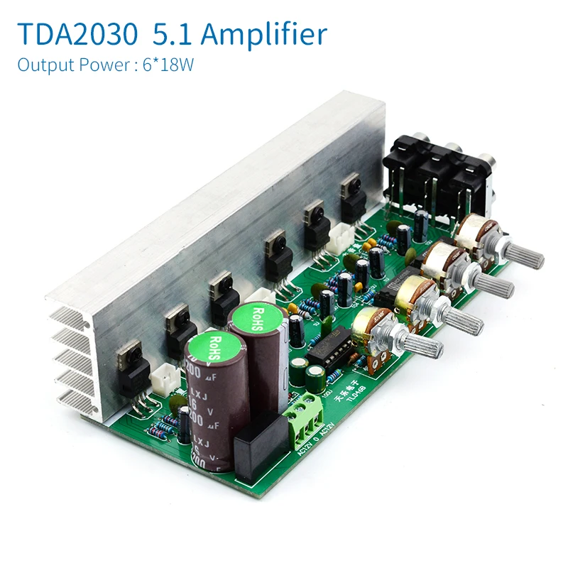 UNISIAN 6*18W 5.1 усилитель каналов Board 6-канальный Surround Center сабвуфер TDA2030 аудио усилители мощности для домашнего кинотеатра