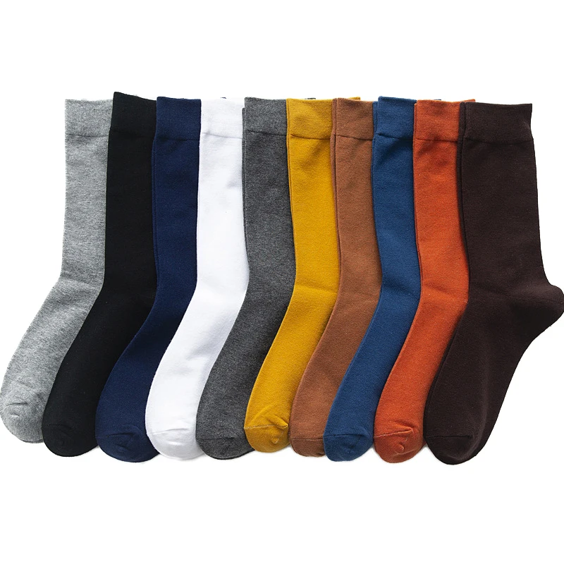 10 Pairs High Quality Spring Autumn Men's Cotton Socks Size 38-45 Long Socks For Men Dress Socks Male Gifts Business Casual Sox