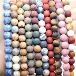 Natural Matte Dull Polish 4 6 8 10mm Labradorite Jaspers Agates Amazonite Turquoises Stone Beads For DIY Jewelry Making Bracelet