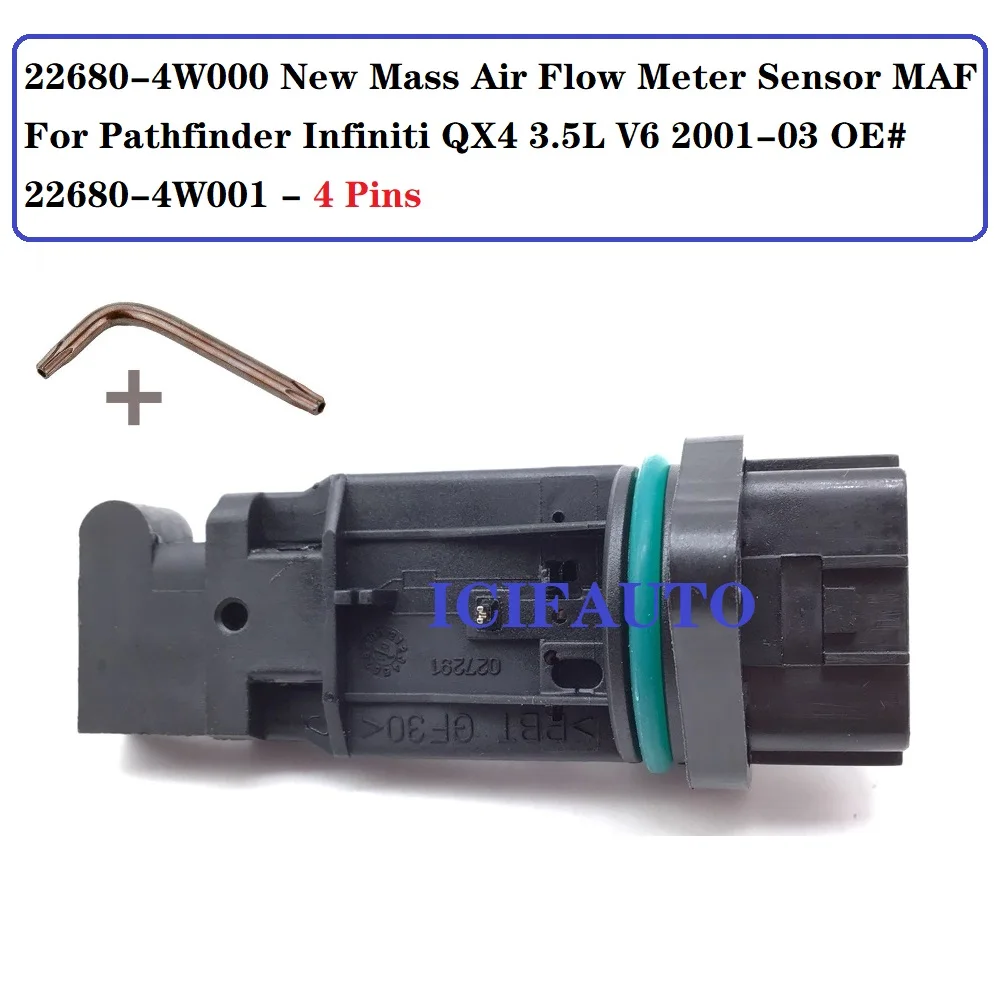 

Новый датчик массового расхода воздуха 22680-4W000 MAF для Pathfinder Infiniti QX4 3.5L V6 2001-03 OE #22680-4W001