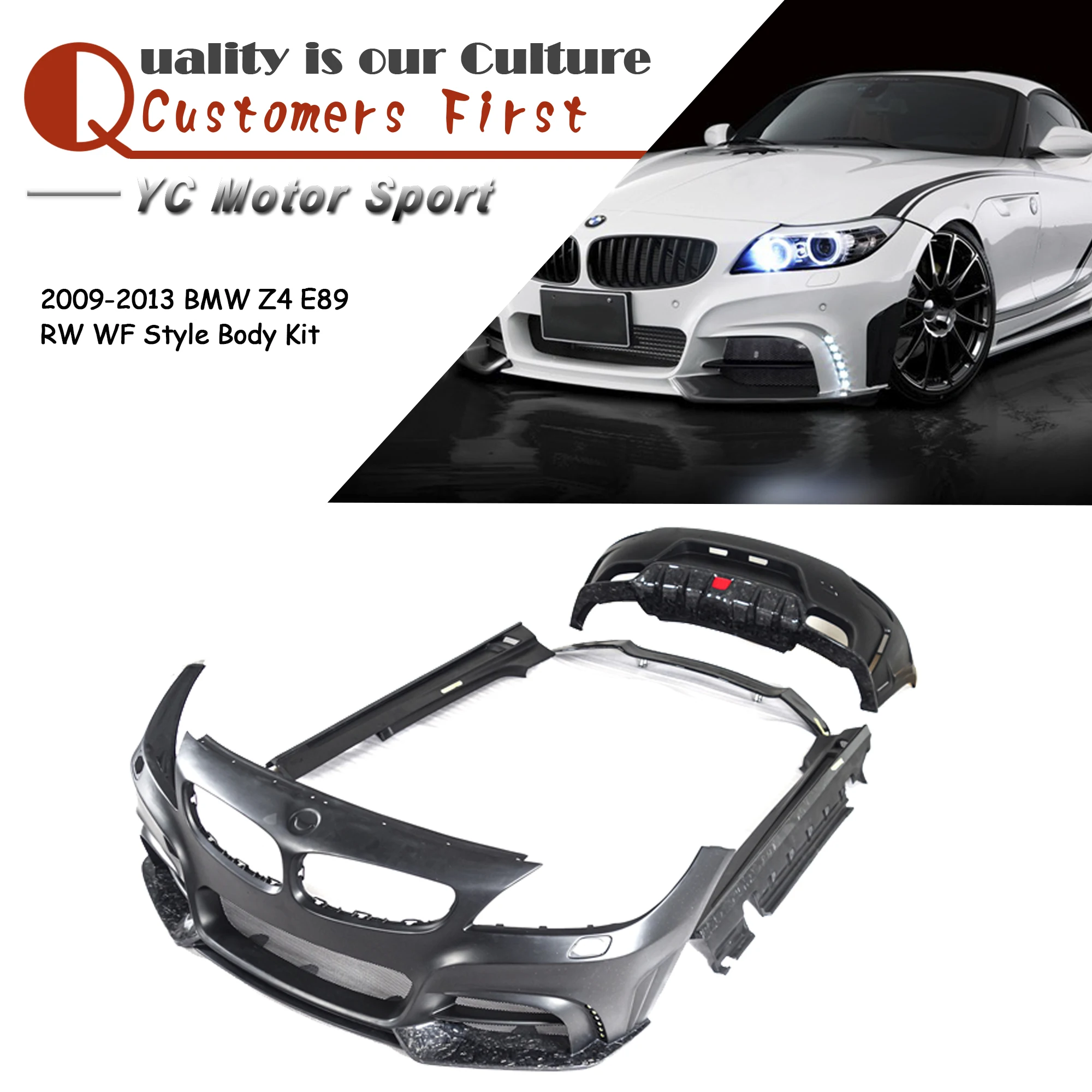 Car Accessories Forged RW White WF ED Style Body Kit Fit For 2009-2013 Z4 E89 Body Kit Front & Rear Bumper Side Skirt Spoiler