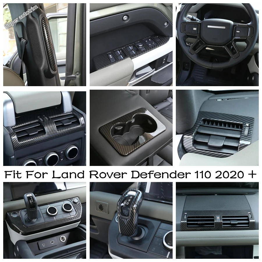 

Seat USB Charging / Gear Shift / Cup / B Pillar Handle Cover Trim Carbon Fiber Interior For Land Rover Defender 110 2020 - 2022