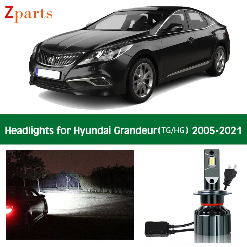 1 Pair Car Bulbs For Hyundai Grandeur TG HG 2005 - 2021 Kit Hid LED Lamp Headlight Lights Bulbs 12V Low High Beam 6000K