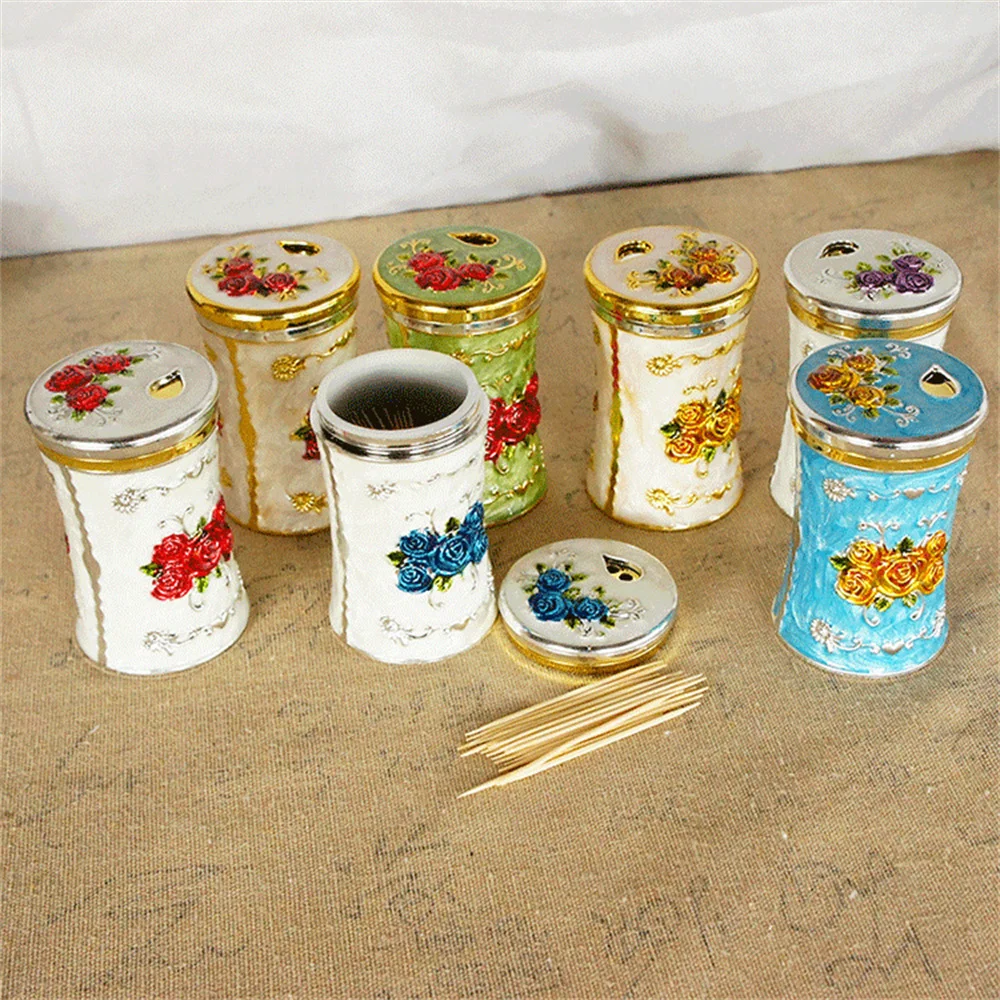 Home Toothpick Tube Seasoning Tank  Creative Carved Color Plating Fashion Kitchen Small Ornaments Toothpick Tube