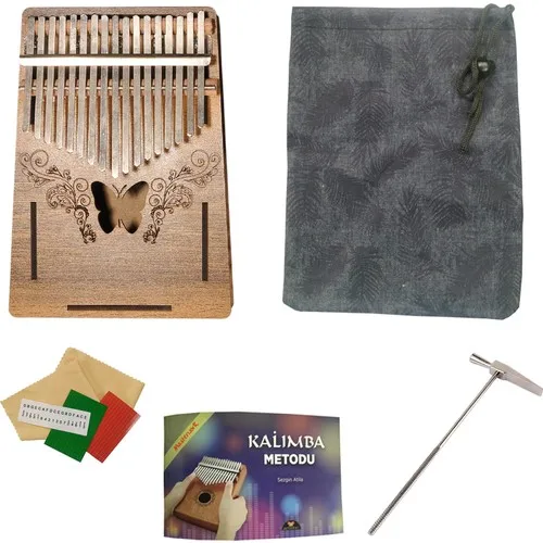 Kalimba Butterfly Model 17 Key Pro Kalimba + Hammer + Case + Musical Note Sticker