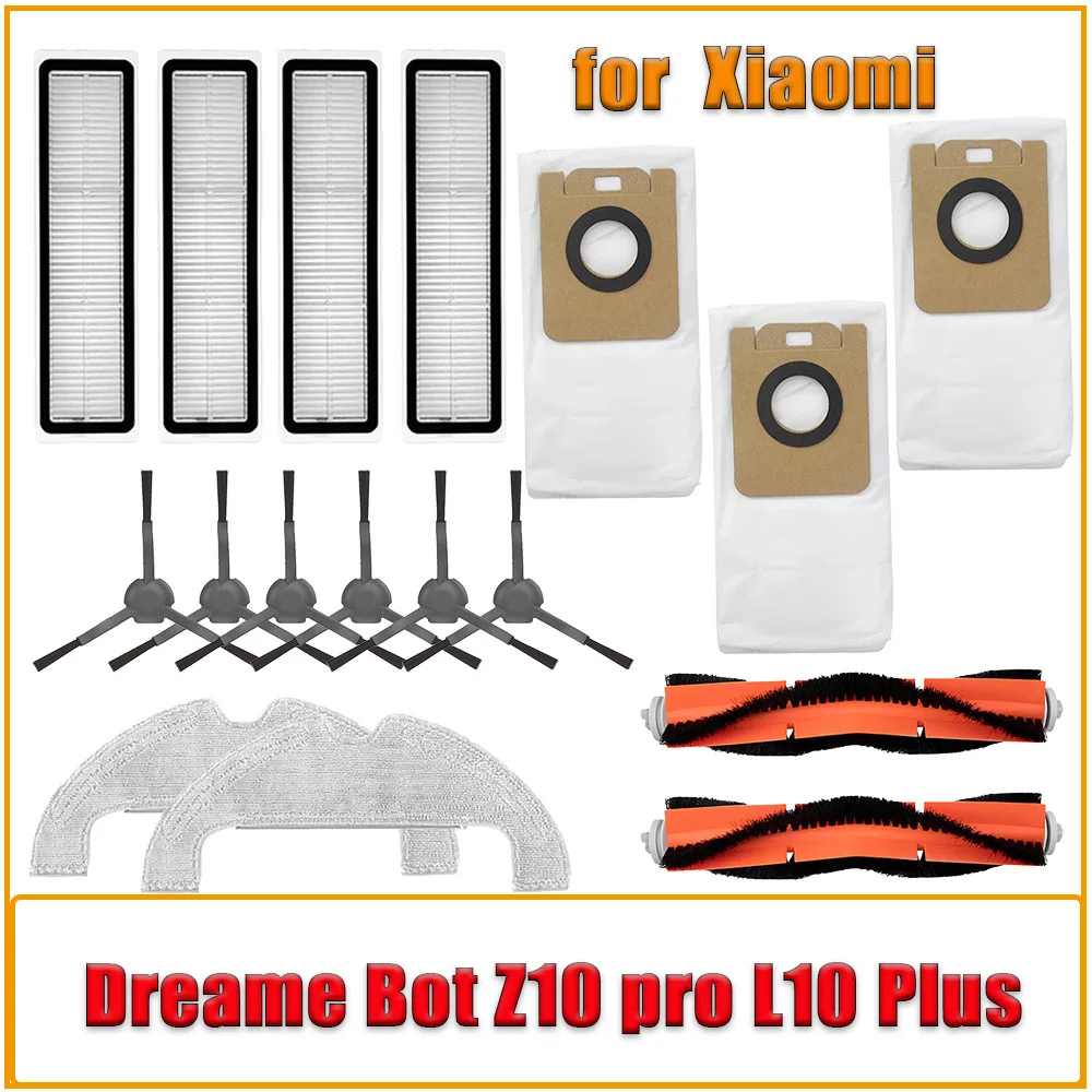 

Запасные части Xiaomi для пылесоса Dreame Bot Z10 pro L10 Plus, аксессуары, боковая щетка, HEPA фильтр, мешок для пыли, Швабра, ткань для очистки