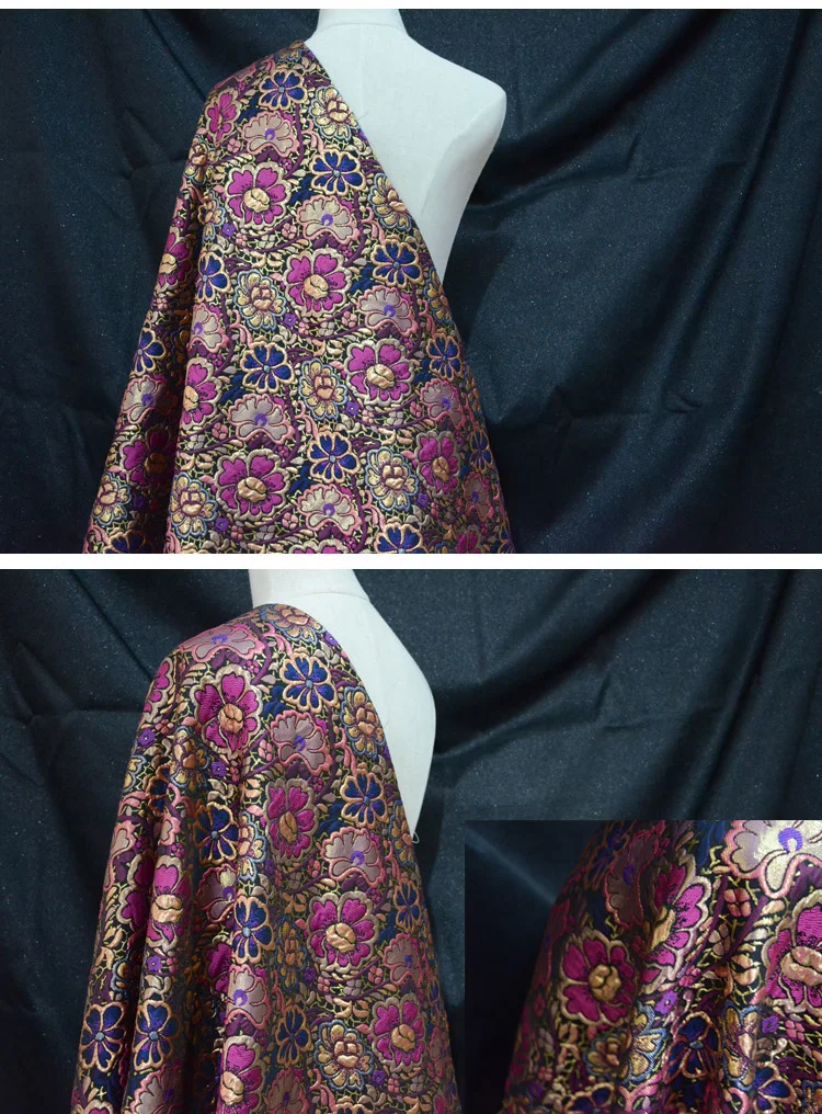 145cm width Imported European style Metallic Jacquard Brocade Fabric,3D jacquard yarn dyed fabric for Womens Coat Dress Skirt