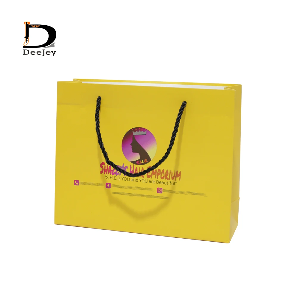 Customized brand name logo printing hair bundles wigs packaging paper handle boxes wedding gift packing box