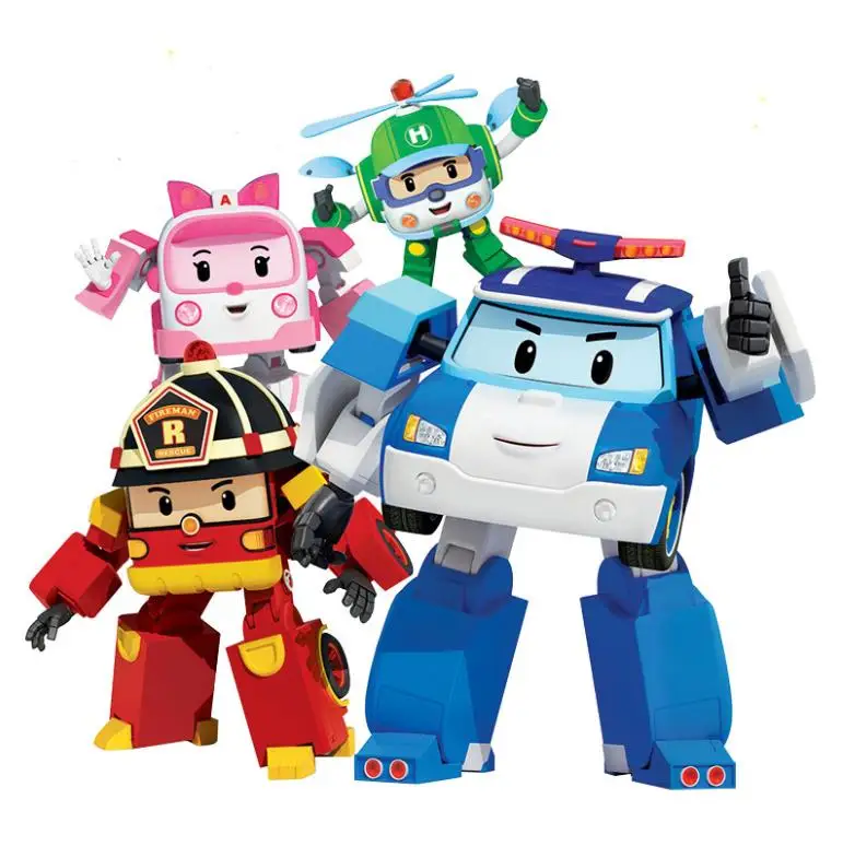 6pcs/Set Korean Cartoon Polis Cars Kids Robot Toy Transform Vehicle Anime Figures Toys for Kids Gift Playmobil Juguetes