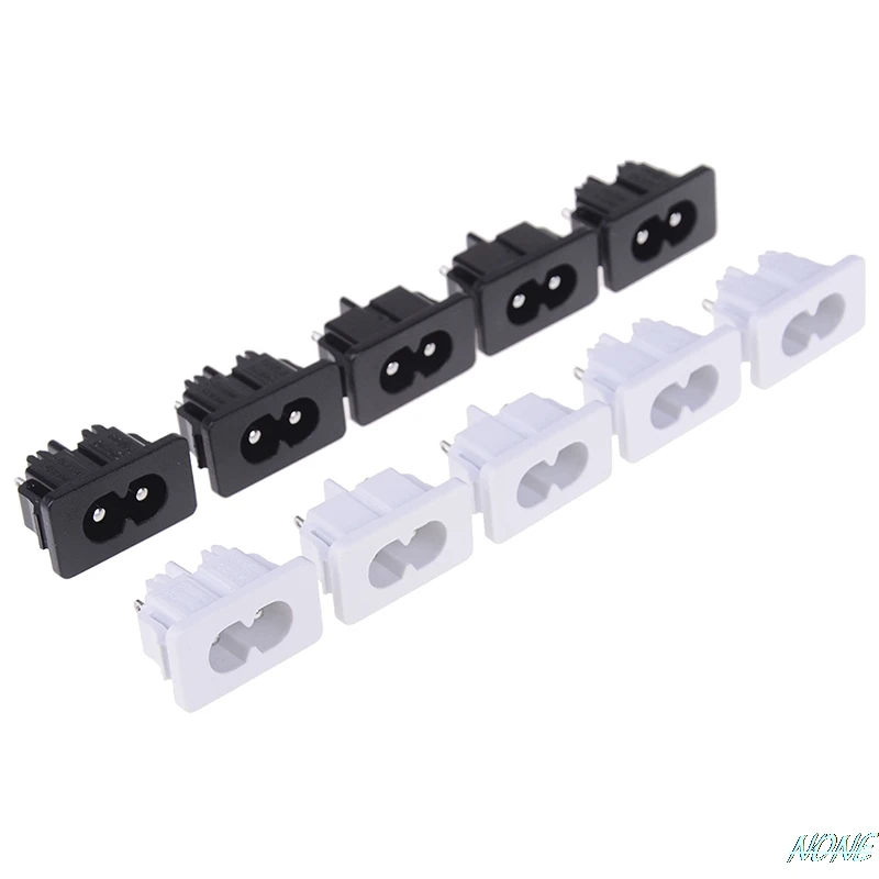 5Pcs/lot 2.5A 250V AC Iec320 C8 Male 2 Pins Power Inlet Socket Connector