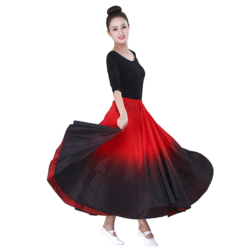 Chimese Oosterse Dans Jurk, Spaanse Flamenco Rok, 3D Afdrukken, Glad, Elastisch, Swing, gypsy Rok, 90Cm