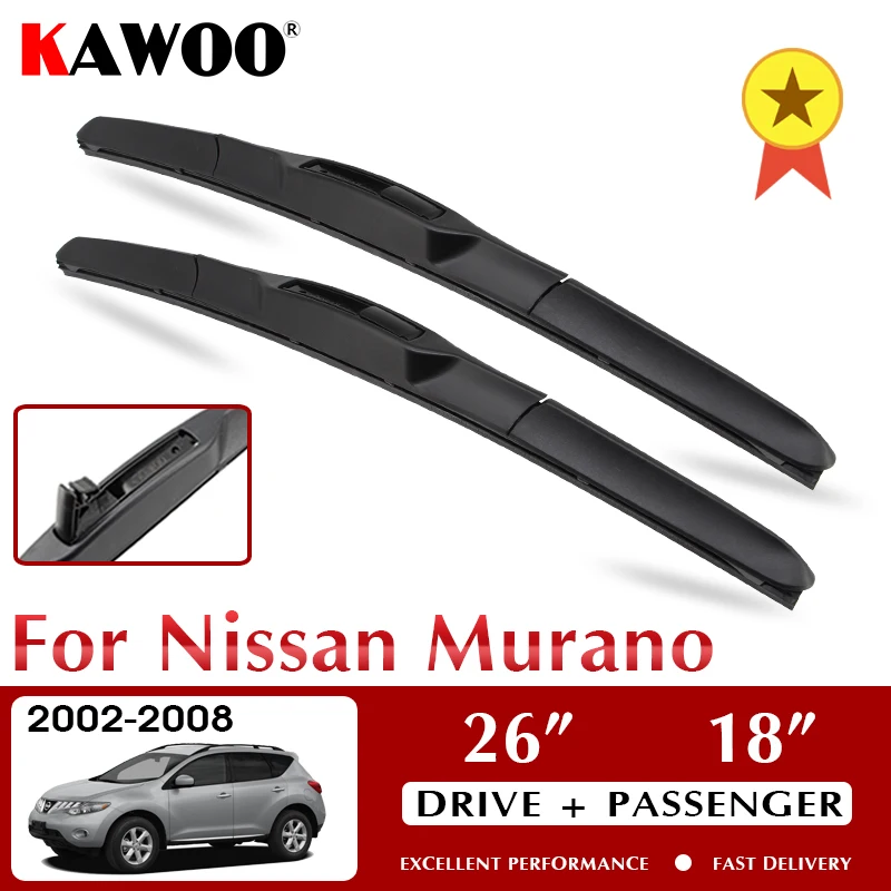 

KAWOO Wiper Front Car Wiper Blade Blades For Nissan Murano 2002-2008 Windshield Windscreen Window 26"+18" LHD RHD