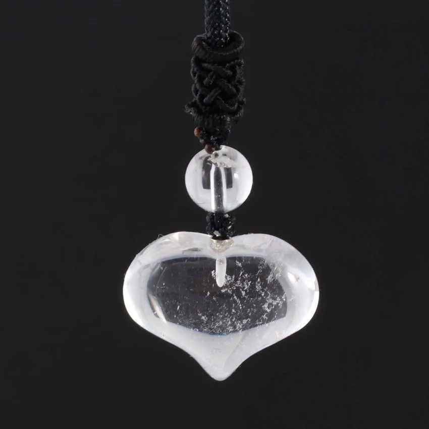 25mm Natural Stone Crystal Quartz Lovely Heart Pendants Necklaces For Women Amethyst Agates Stone Pendant Chain Necklace Jewelry