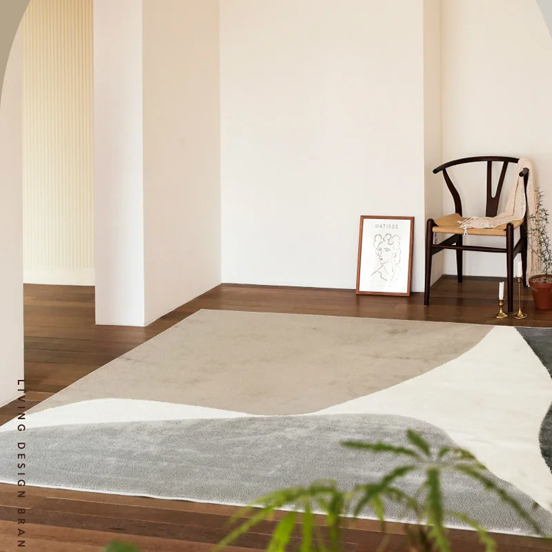 Modern Nordic Geometric Wood Floor Rug, Non-slip, Soft, Fluffy Carpet, Bedroom, Parlor, Home, Concise, Living Room