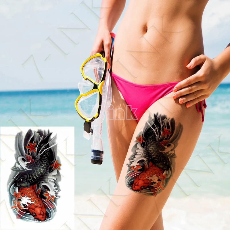 Waterproof Temporary Tattoo Sticker Ancient Style Red Dress Horn Sexy Girl Art Tatto Flash Tatoo Fake Tattoos for Lady Men Women