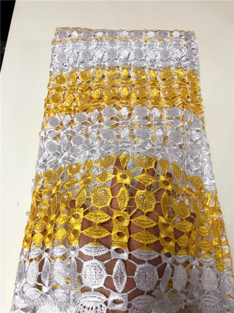 

Beaded JRB-52708 High Quality guipure lace fabric hot selling Nigerian cord lace fabrics with printed flowers for wedding dress