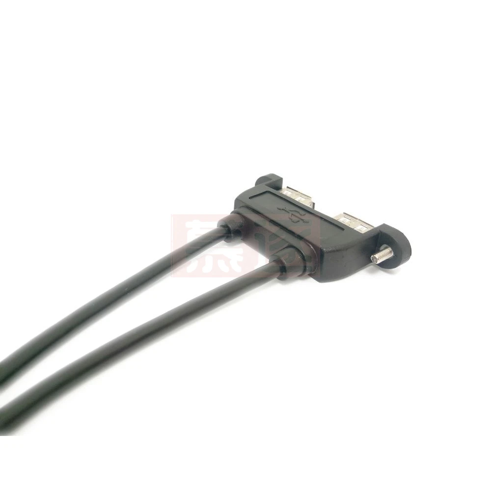 Doppelter Anschluss USB 2.0-Verlängerungskabel mit Schraubenloch und festem USB-Verlängerungskabel mit Doppelanschluss und Ohr