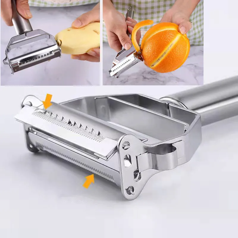 Stainless Steel Multi-function Peeler Slicer Vegetable Fruit Potato Cucumber Grater Portable Sharp Kitchen Accessories Tool