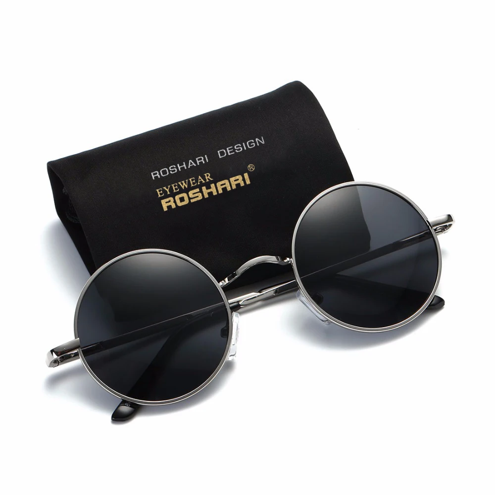 RoShari Vintage Round Polarized Hippie Sunglasses Small Circle Sun Glasses John Lennon A04 With Box