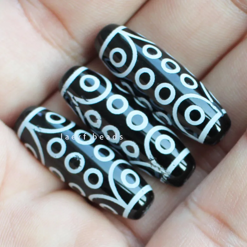 10x30mm Black DZI beads Tibet agate stone Oval Shape loose Beads 1pcs