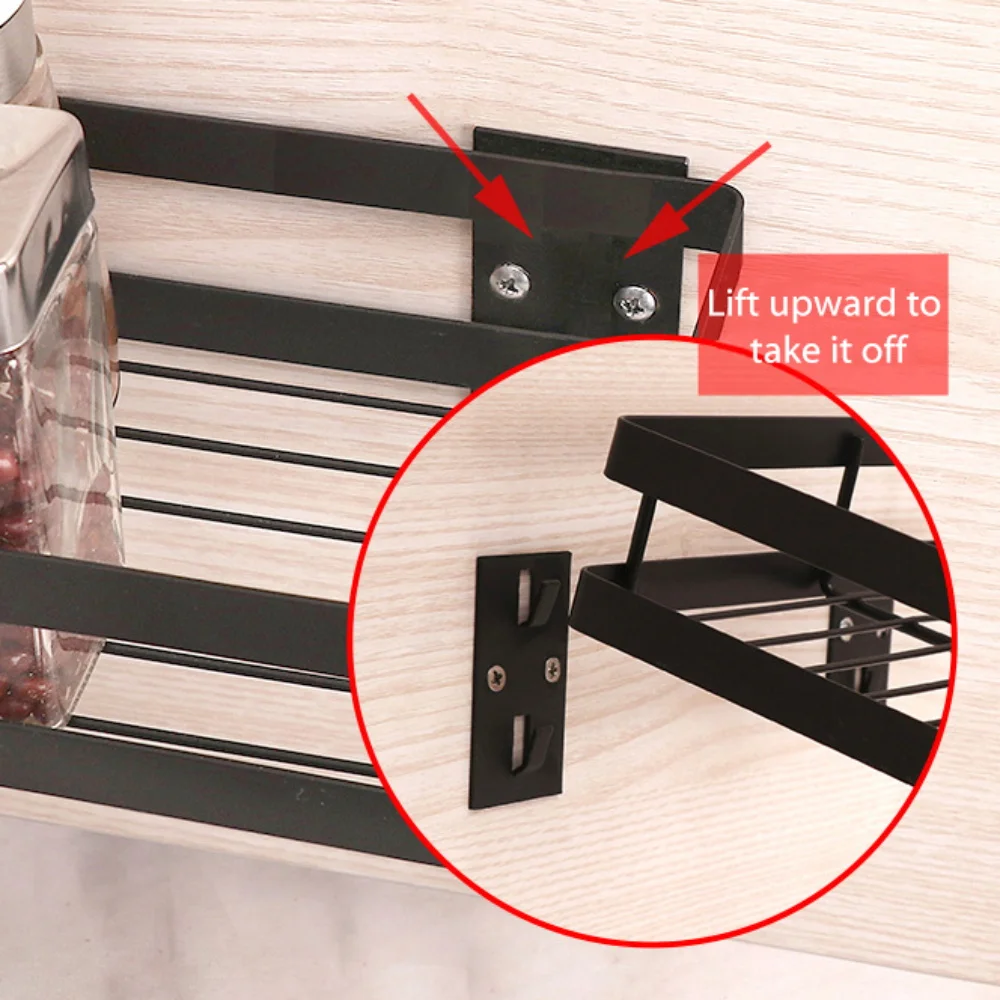 Kitchen Wall Shelf Storage Organizer Shelf Spice Rack Punch Free Stainless Steel Storage Shelves Rack for Kitchen Bathroom