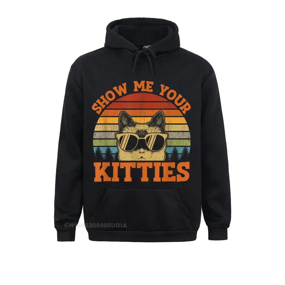 

Youth Long Sleeve Show Me Your Kitties Funny Cat Lover Vintage Retro Sunset Hoodie Sweatshirts Birthday Hoodies Classic Clothes