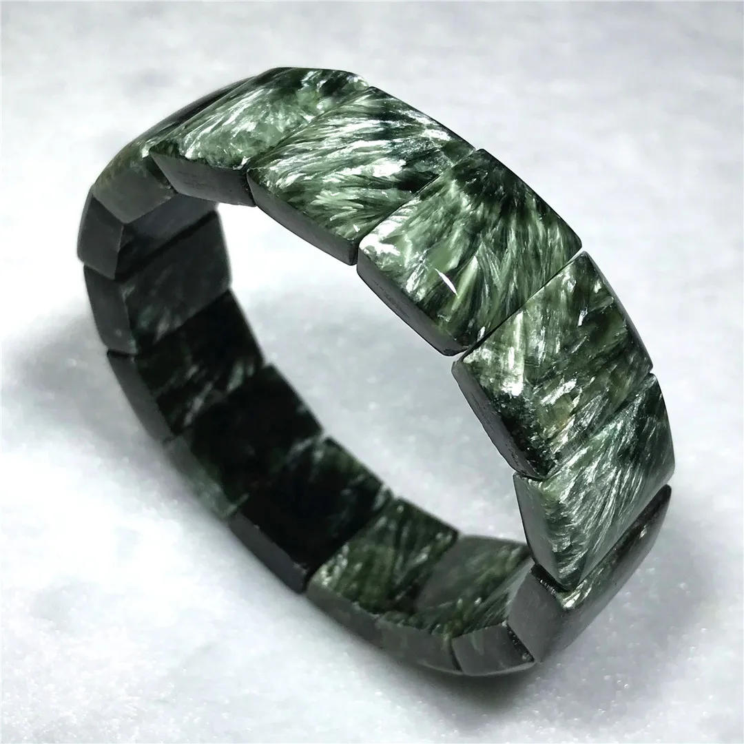 Top Natural Green Seraphinite Bangle Bracelet For Women Men Healing Wealth Love Gift Crystal 18x13mm Beads Stone Jewelry AAAAA