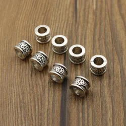 10 Uds. Cuentas espaciadoras de flores de Metal, agujero de 8mm, plata tibetana, agujero grande, abalorios sueltos para pulsera, accesorios para hacer joyería DIY