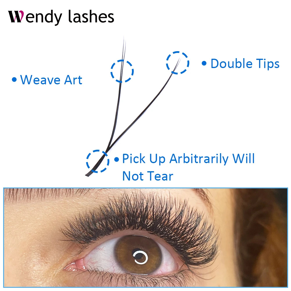 Wendy Lashes-Extensions de cils en forme YY, cils à deux pointes, cils brésiliens tissés à la main, cils individuels, maquillage doux