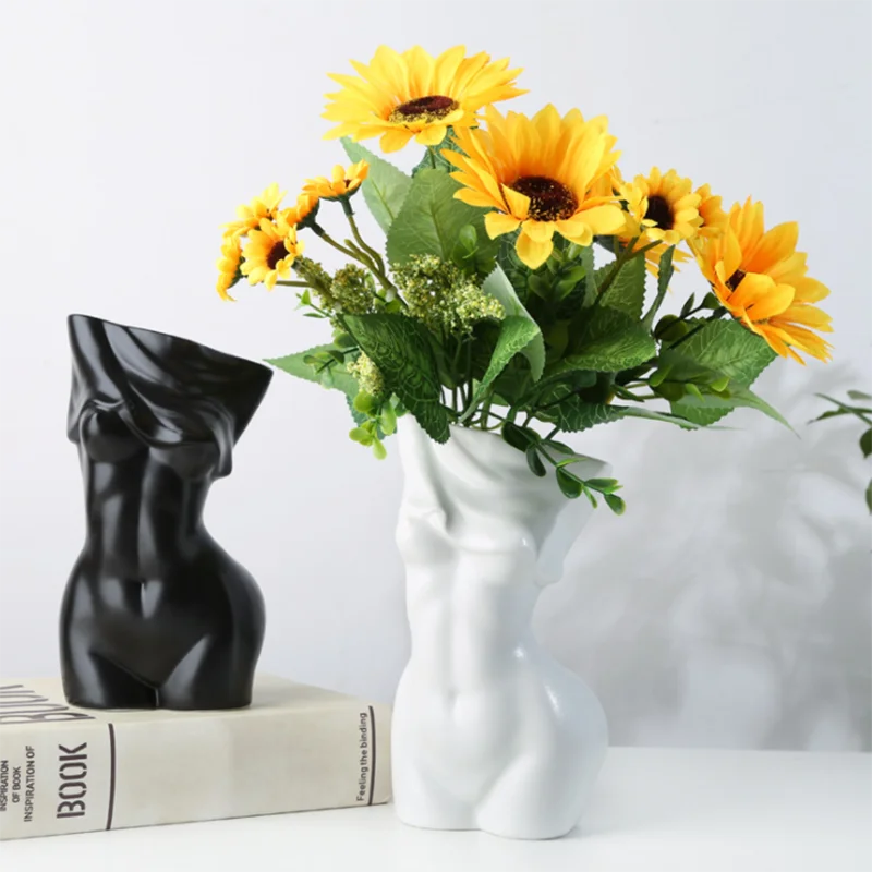 Nordic Human Body Art Flower Vase Female Body Ceramic Vase Bottle Home Decoration Desk Room Decoration Craft Ornaments