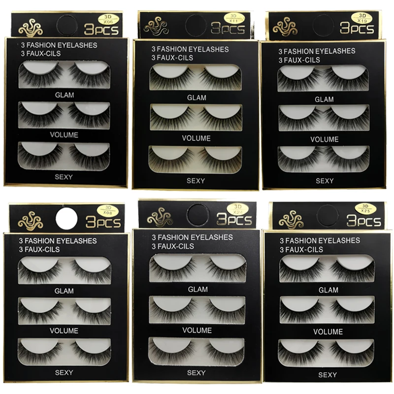 3 Pairs nerz falsche wimpern natürliche lange 3d nerz wimpern flauschigen wispy gefälschte wimpern dicke cilios make-up wimpern verlängerung werkzeuge