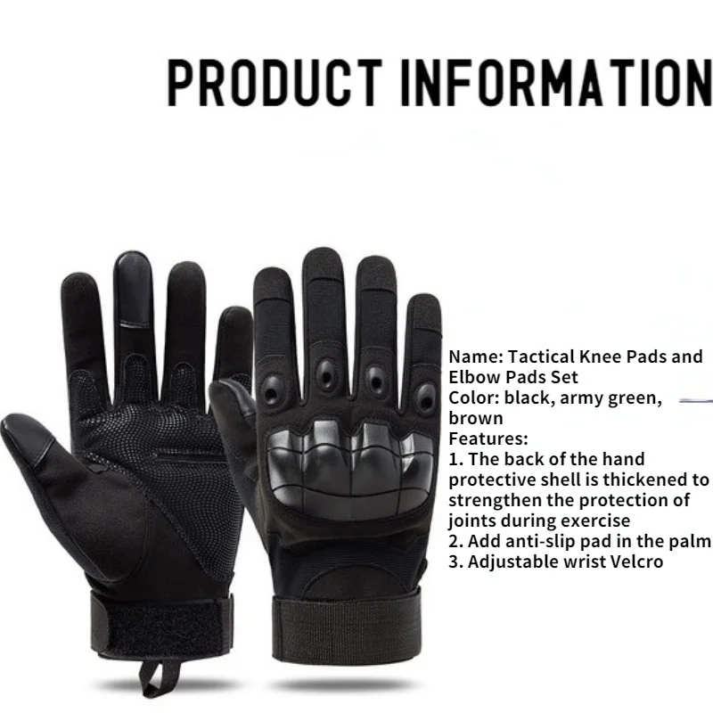 Outdoor Sports Riding Gloves Male Finger Tactical Gloves Special Forces Anti-skid, Anti-puncture, Wear-Resistant, Fitness, 2Pcs