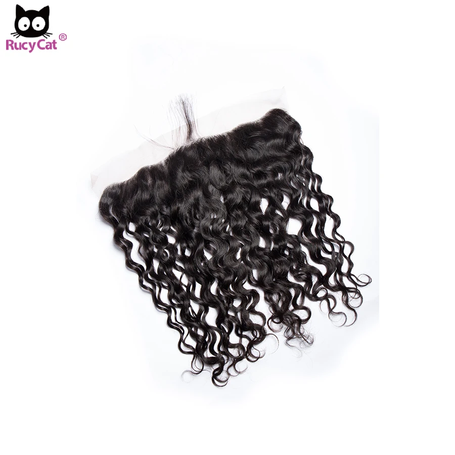 RucyCat-malla Frontal de encaje transparente para mujeres negras, cabello humano ondulado brasileño, 13x4, HD