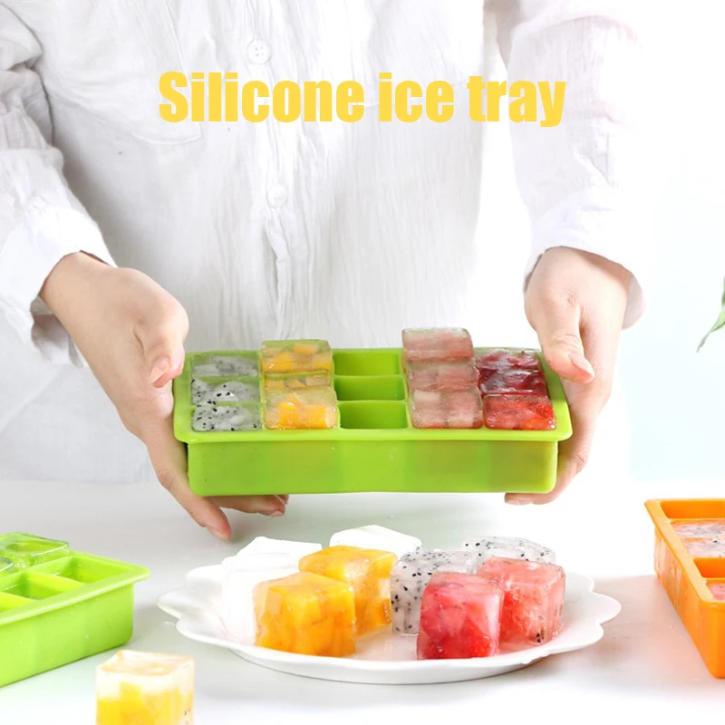 15 cells Ice Cube Trays Molds Silicone Ice Cube Maker Form For Ice Candy Cake Pudding Chocolate Molds Easy-Release Square Shape