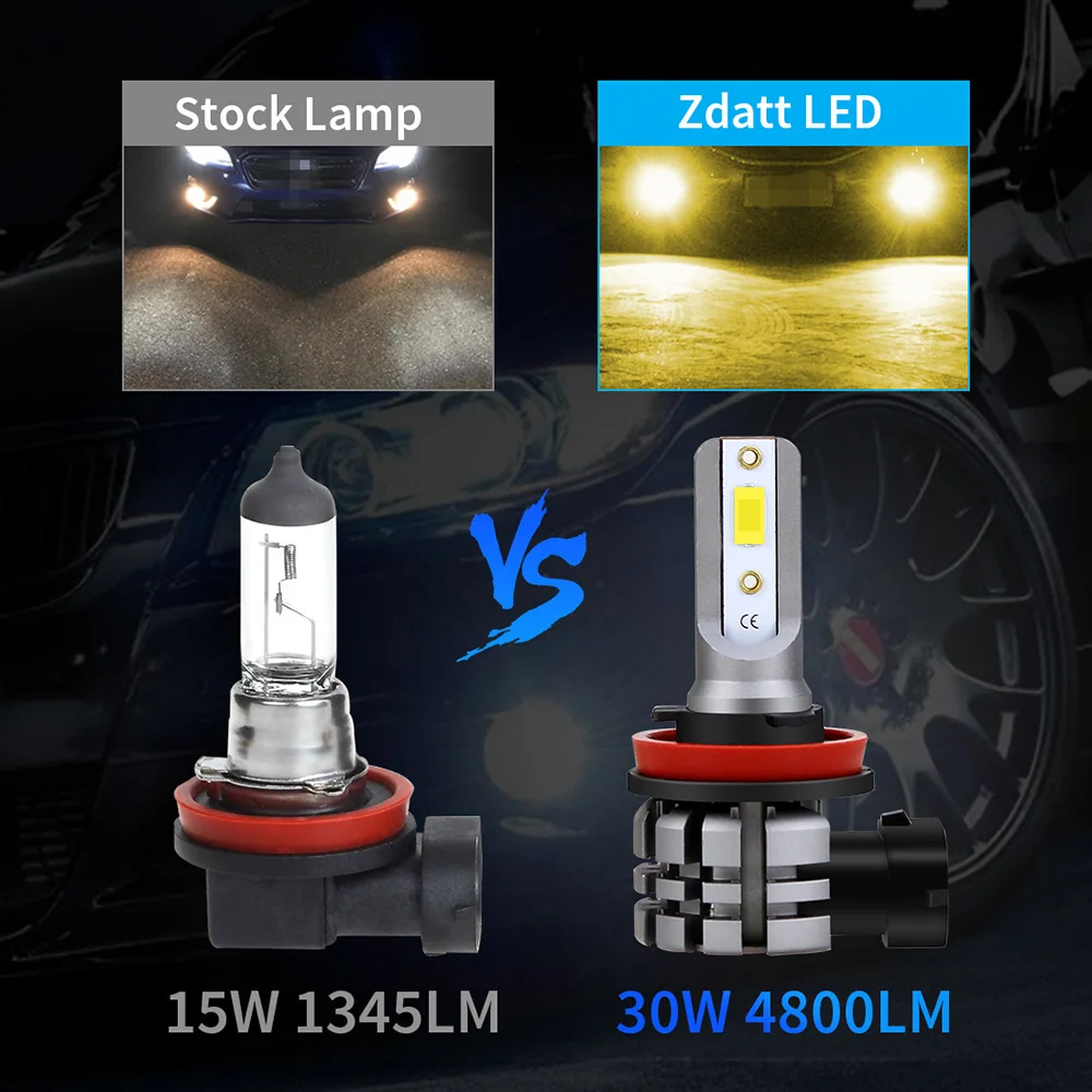 Zdatt H7 led H11 H1 9005 HB3 9006 HB4 Led Fog Light H3 H27 880 881 2 Color Yellow 3000K White 6500K High Power Car Fog Lamp