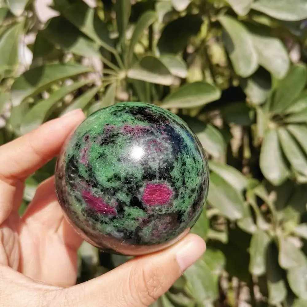 60mm High quality Natural Ruby Zoisite stone sphere crystal reiki healing ball