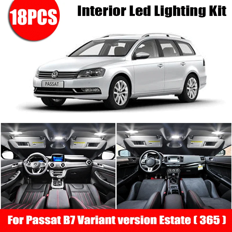 18pcs LED Interior dome map reading Lights bulb Kit for 2011-2014 Volkswagen for Passat B7 Variant version Estate ( 365 ) ONLY