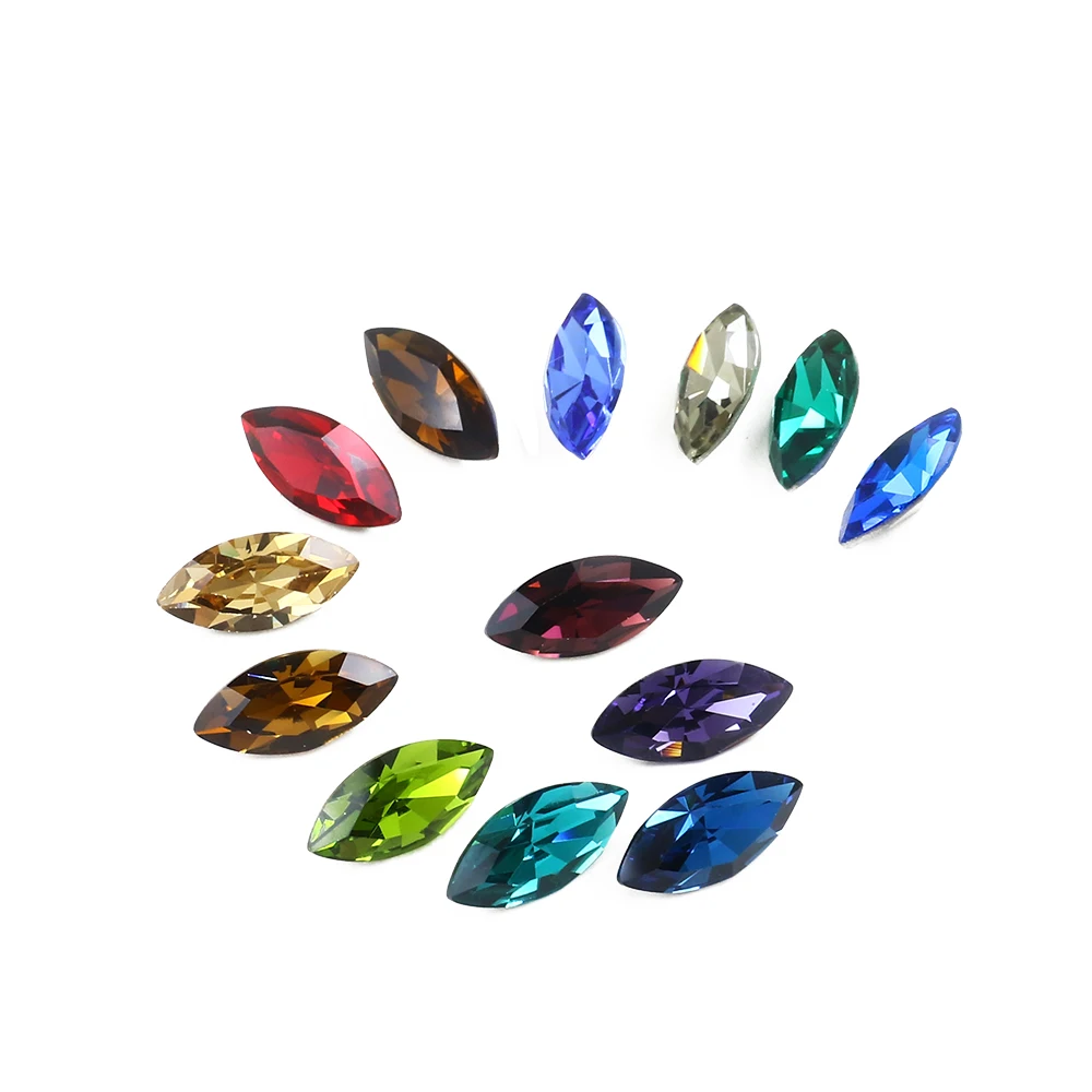 Crystal Stones Horse Eye Navette K9 Glass Glue On Strass Rhinestones Appliques For Clothes Crafts Jewelry Nailart Decorations