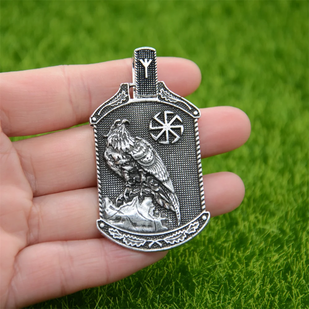 Eagle Slavic Kolovrat Talisman Jewelry Viking Runes Algiz Clasp Mens Pendants Necklaces Dropshipping