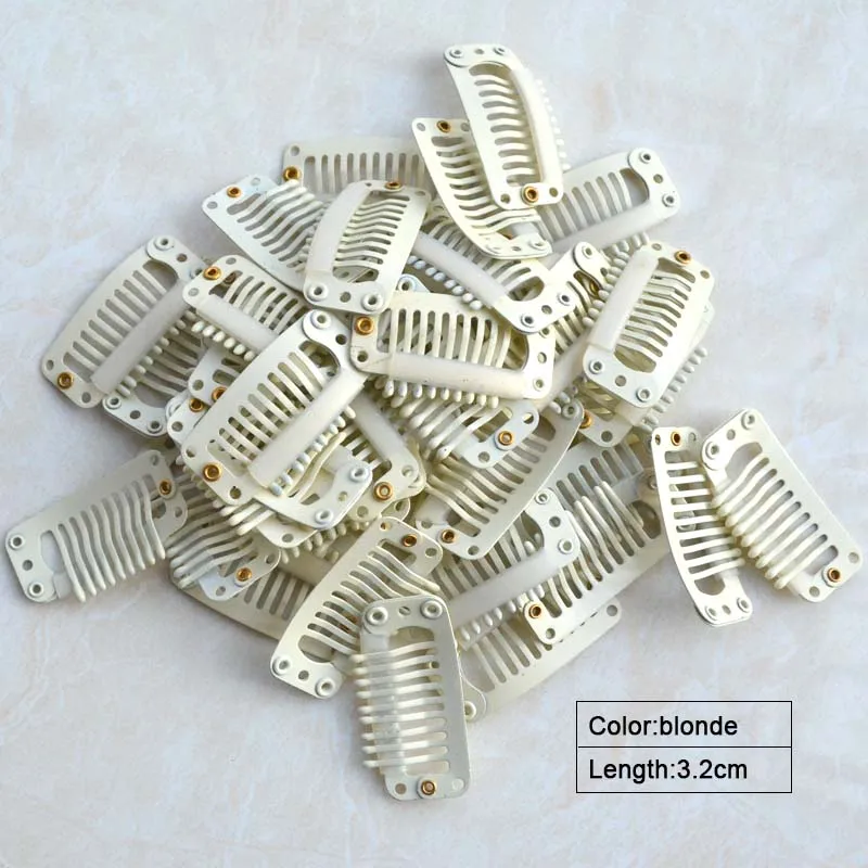 100 sztuk/partia klipsy do profesjonalnego przedłużania włosów stal manganowa Salon użyj klipsa 3.2cm 9-zębów DIY klip do przedłużania włosów