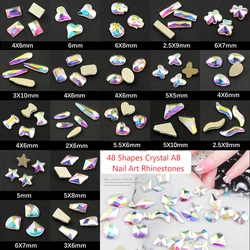 30pcs Crystal AB 3D Flatback Glass Nail Art Rhinestones Fancy Shaped Crystals Stones for DIY Nails Art Decorations