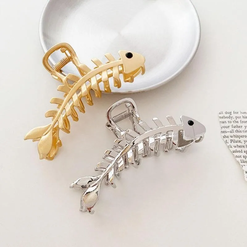 Women Fishbone Hair Claw Geometric Hair Clamp Grab Hair Clip Grip Barrettes Fashion Hairpin Acrylic Styling Hair Accessories