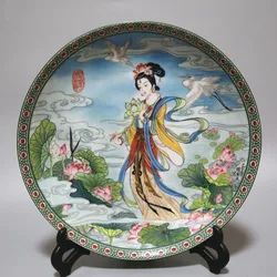 Jingdezhen Factory Porcelain Ceramic Decorative Plate Lotus Fairy China Hundred Flower Fairy