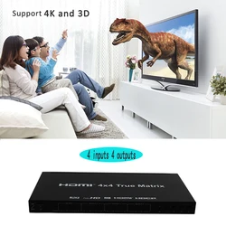 HDMI 매트릭스 스위처 4x4,4 K, HDMI 매트릭스 스위처 분배기, 4 in 4 출력 박스, RS232 추출기 및 적외선 원격 제어 포함