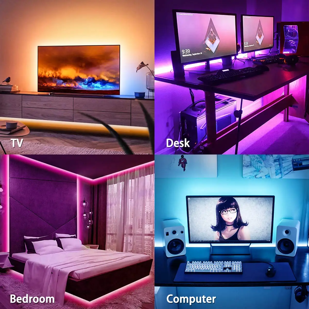 5M-20M LED Light Strip 5050 Bluetooth WIFI Waterproof RGB 2835 Decoration BackLight Lamp Night light Luminous String For Bedroom