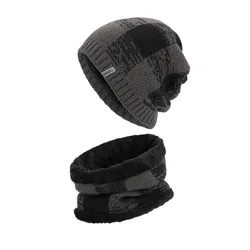 겨울 모자 Skullies Beanies 모자 목 Gorras 보닛 그리드 모자 스카프 두꺼운 양털 줄 지어 해골 모자 여성 Dropshipping