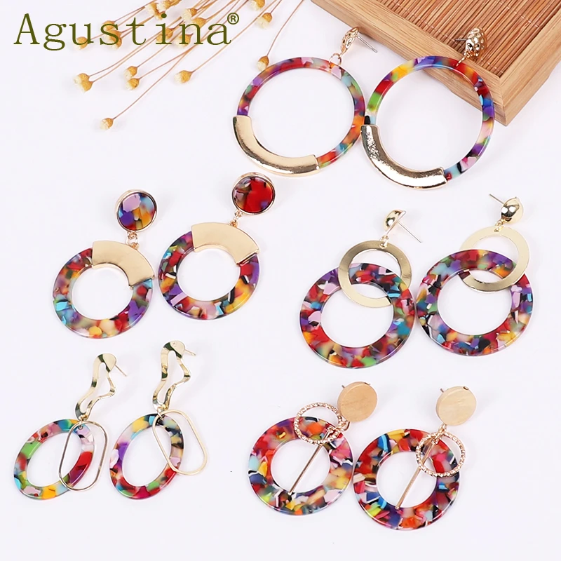 Agustina Rainbow Earrings Acrylic Fashion Earrings For Women 2019 Statement Drop Earrings Jewelry Pend ientes Punk Small Earings