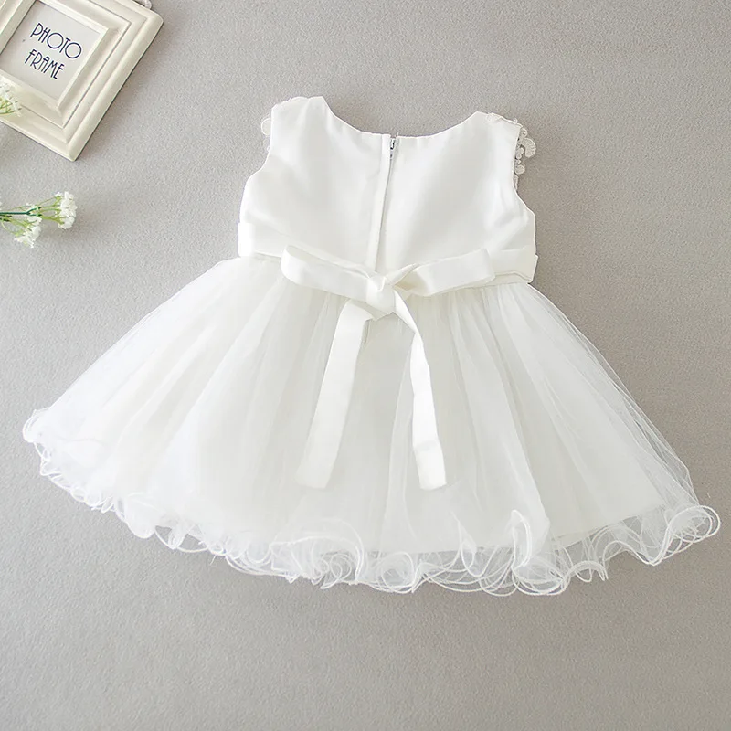 Baby Girl White Lace Christening Dress Newborn Embroidered Flower Baptism Dress for Girls Bebe First Birthday Party Outfits 3-24